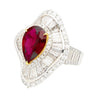 5.3 Carat Pear Cut Ruby & Baguette Diamond Ballerina White Gold Ring