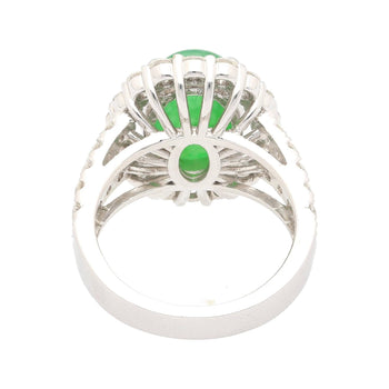 Bague halo en jade jadéite de type A de 5,32 carats et diamants en or blanc 18K – Assay Jewelers