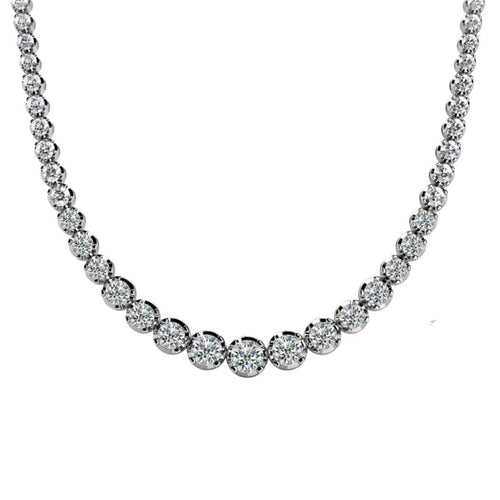 5.5 Carat Diamond 18K White Gold 4-Prong Graduated Tennis Necklace