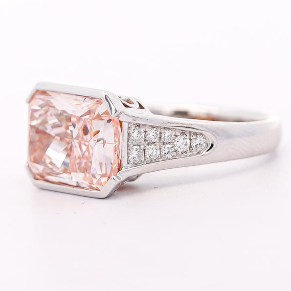 5.54 Carat Fancy Intense Pink Lab Grown Diamond Half Bezel Ring