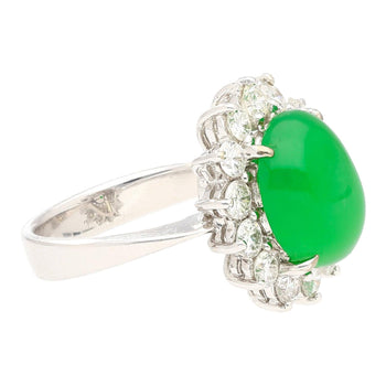 5.74ct Grade A Green Jade with Round-Cut Diamond Halo Ring – Assay Jewelers