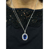 5.83ct Oval No-Heat Blue Sapphire Diamond Halo Platinum Necklace