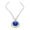 5.83ct Oval No-Heat Blue Sapphire Diamond Halo Platinum Necklace