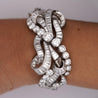60 Carat Baguette & Round Cut Diamond in Platinum Retro Scroll Design Bracelet