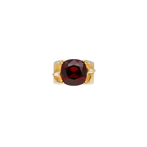 6.04 Carat Cushion Cut No Heat Burma Origin Spinel in Vintage 14K Gold Ring