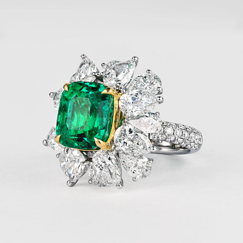 6.19 Carat No Oil Colombian Emerald Ring AGL Certified