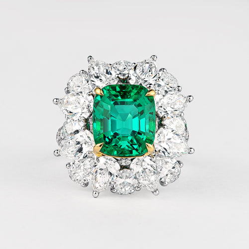 6.19 Carat No Oil Colombian Emerald Ring AGL Certified
