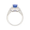 6.34 Carat No Heat Oval Cut Blue Sapphire and Diamond Halo 18K Ring GRS Certified