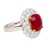 6.39 Carat Vivid Red "Pigeons Blood" Oval Cut Burma Ruby and Diamond Ring