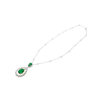 6.42 Carat Oval Emerald Drop & Diamond Halo Pendant Necklace – Assay Jewelers