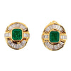 7 Carat Emerald & Baguette Diamond 18K Gold Ballerina Statement Earrings
