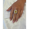 7 Carat Fancy Intense Yellow Radiant Cut Diamond and Diamond Halo Ring | GIA Certified