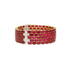 72 Carat Oval Ruby 5-Row Multi Link Tennis Bracelet in 18K Gold
