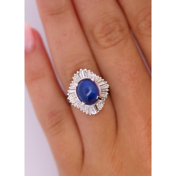 7.04 Carat Blue Star Sapphire and Diamond Platinum Ballerina Ring – Assay Jewelers