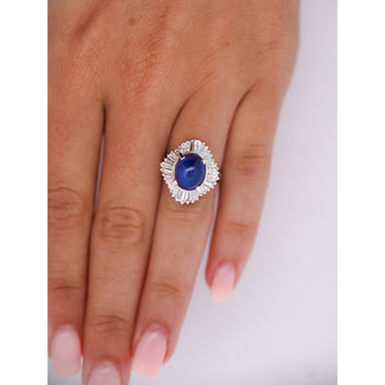 7.04 Carat Blue Star Sapphire and Diamond Platinum Ballerina Ring – Assay Jewelers