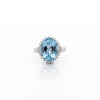 7.15 Carat Oval Aquamarine & Diamond Floral Filigree Platinum Ring