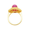 7.23 Carat No Heat Burma Star Ruby & Baguette Diamond Ballerina Ring in 18K Gold