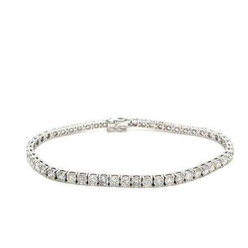 7.37 Carat TW. Round Diamond Tennis Bracelet in 18K White Gold