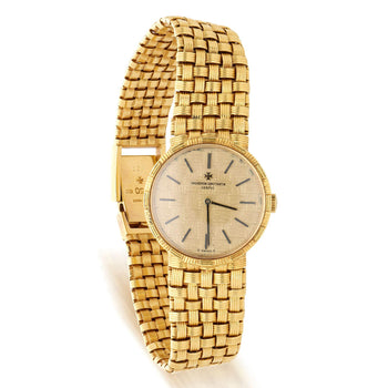 Vacheron Constantin 25mm 18K Gold Basketweave Dial Watch 1970s Full Set – Assay Jewelers