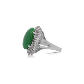 7.50 Carat Untreated Oval Green Jadeite with Baguette Diamonds in Platinum Ring – Assay Jewelers
