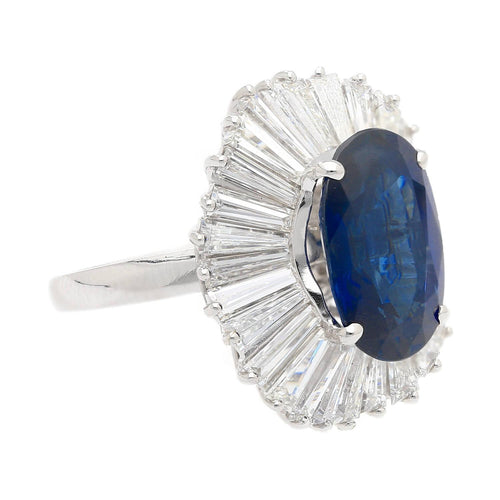 7.7 Carat No-Heat Blue Sapphire and Diamond Ring Convertible to Pendant
