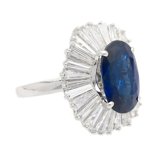 7.7 Carat No-Heat Blue Sapphire and Diamond Ring Convertible to Pendant