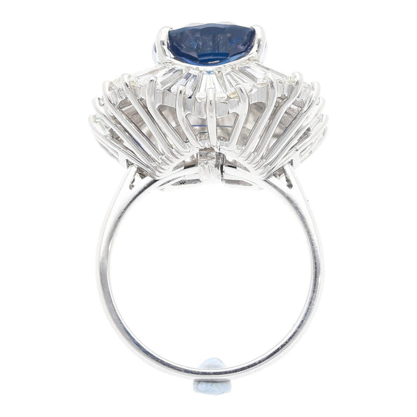 7.7 Carat No-Heat Blue Sapphire and Diamond Ring Convertible to Pendant