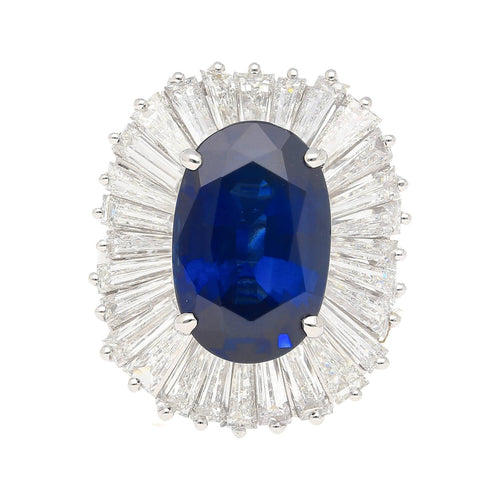 7.7 Carat No-Heat Blue Sapphire and Diamond Ring Convertible to Pendant