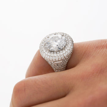 7.71 Carat Round Cut I2 Natural Diamond Cluster Ring in 18K White Gold – Assay Jewelers