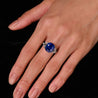 7.77 Carat Royal Blue Sapphire Ceylon No Heat Cushion Cut and Diamond Ring