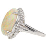 7.86 Carat Natural White Opal and Diamond Halo Platinum Ring