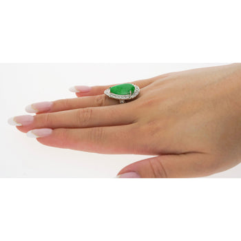 Bague halo en jade et diamants de 7,88 carats en or blanc 18 carats – Assay Jewelers