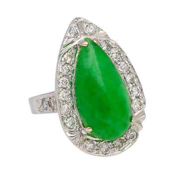 Bague halo en jade et diamants de 7.88 carats en or blanc 18k – Assay Jewelers
