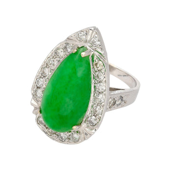 Bague halo en jade et diamants de 7,88 carats en or blanc 18k – Assay Jewelers