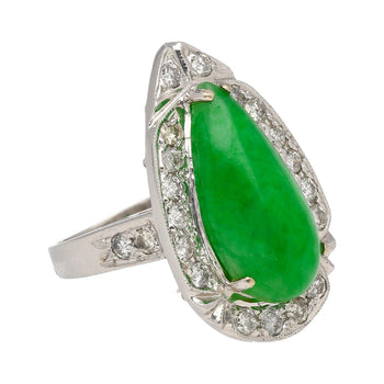 Bague halo en jade et diamants de 7.88 carats en or blanc 18k – Assay Jewelers