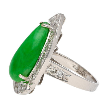 Bague halo en jade et diamants, 7,88 carats, en or blanc 18k – Assay Jewelers