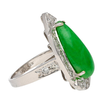 Bague halo en jade et diamants de 7,88 carats en or blanc 18 carats – Assay Jewelers