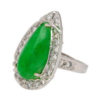 Bague halo en or blanc 18k avec jade et diamants de 7,88 carats – Assay Jewelers