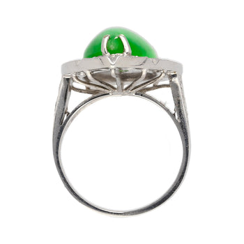 Bague halo en jade et diamants de 7,88 carats en or blanc 18k – Assay Jewelers