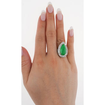 Bague halo en jade et diamants de 7,88 carats en or blanc 18 k – Assay Jewelers