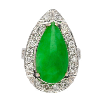Bague halo en jade et diamants de 7,88 carats en or blanc 18 carats – Assay Jewelers