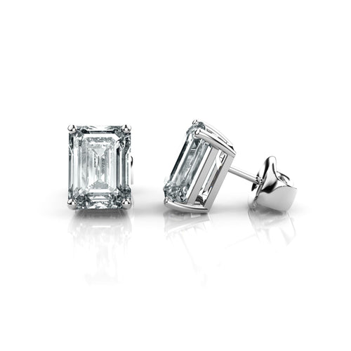 8 Carat TW Emerald Cut Lab Grown Diamond Stud Earrings | IGI Certified