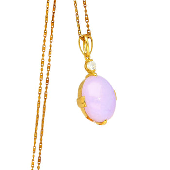 86.44ct Purple Jadeite Jade Diamond Gold Necklace Earring Set – Assay Jewelers