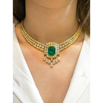 8.12 Carat Colombian Emerald & Diamond Chandelier Regal Choker Necklace – Assay Jewelers