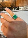 8.23 Carat Colombian Emerald & Diamond 18K Gold Mens Ring | GRS Certified