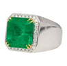 8.23 Carat Colombian Emerald & Diamond 18K Gold Mens Ring | GRS Certified