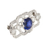 8.64 Carat AGL Certified Ceylon Cushion Cut Blue Sapphire and Diamond Brooch Pin