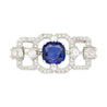 8.64 Carat AGL Certified Ceylon Cushion Cut Blue Sapphire and Diamond Brooch Pin