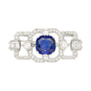 8.64 Carat AGL Certified Ceylon Cushion Cut Blue Sapphire and Diamond Brooch Pin