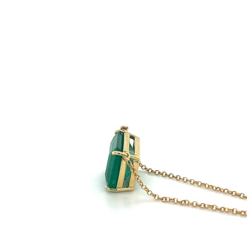 8.67 Carat Vivid Green Colombian Emerald Solitaire 18K Gold Pendant Necklace – Assay Jewelers